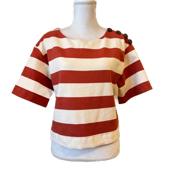 Anthropologie Sunday in Brooklyn Structured Boxy Tee Top Striped Medium - Picture 4 of 14